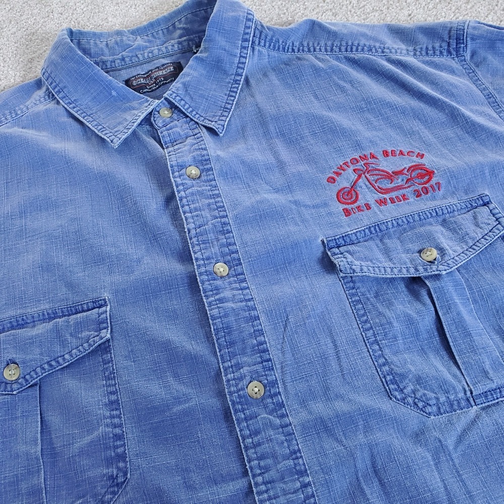 Daytona Bike Week 2017 Men's Denim Shirt Size 3XL Short Sleeve by Ocean Breeze